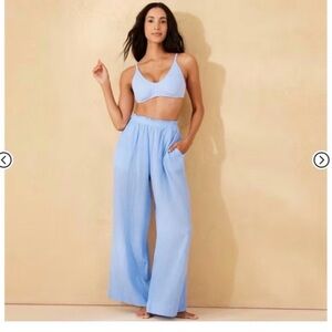 Shade & Shore Women's Light Blue Wide Leg Swim Cover Up Pants
